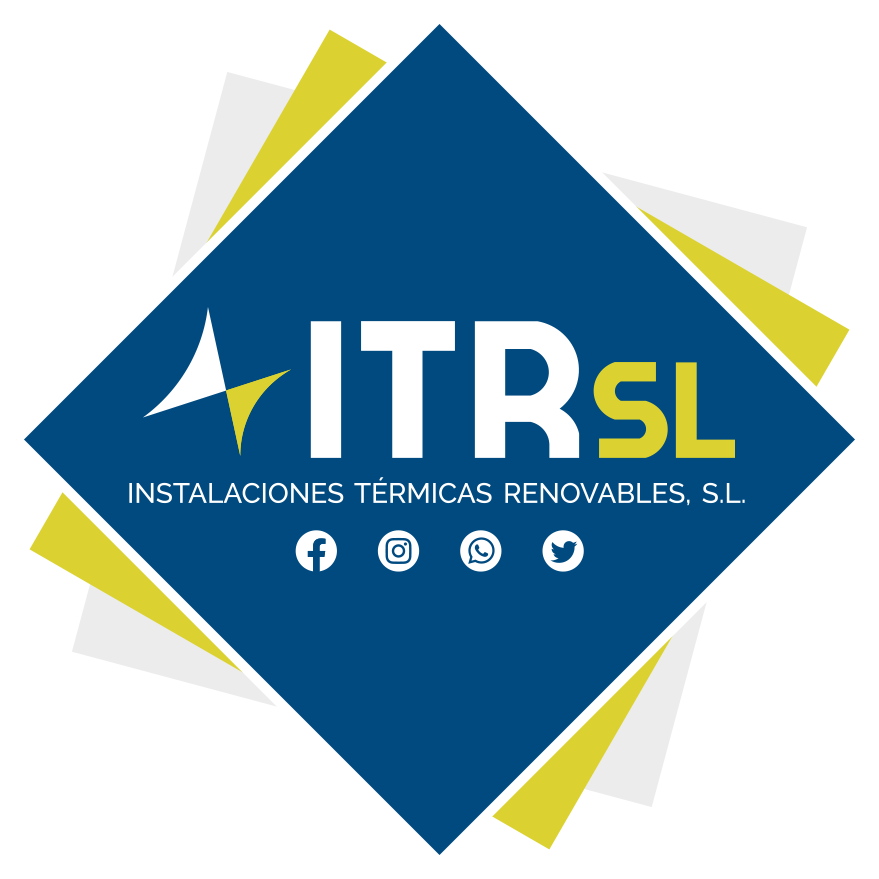 Logo de itrsl, 3 rombos, azul, amarillo y blanco, con las letras en blanco y amarillo