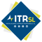 Logo de itrsl, 3 rombos, azul, amarillo y blanco, con las letras en blanco y amarillo